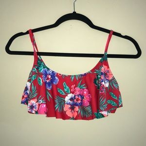 Coral floral bikini top